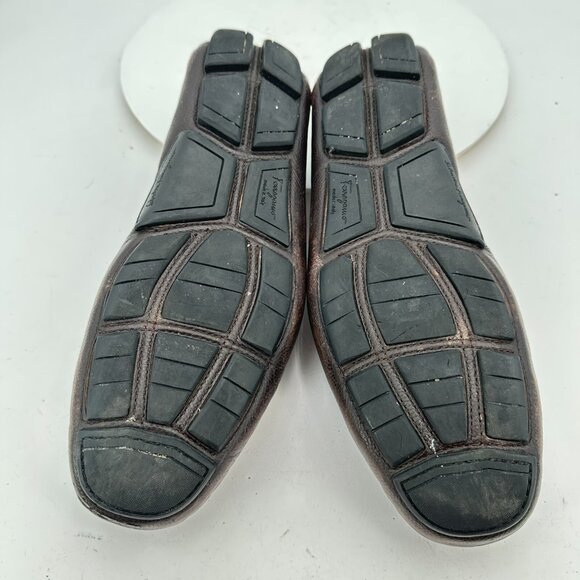 Salvatore Ferragamo Dark Brown Loafers with Silver Accents main image 4
